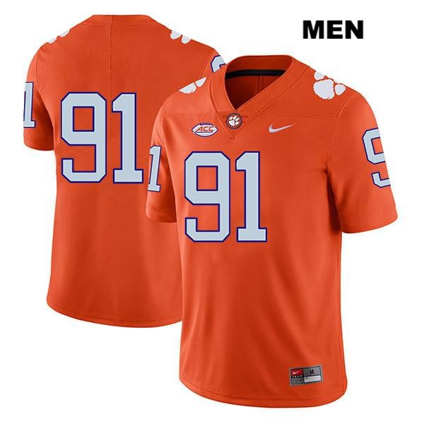 Men's Clemson Tigers #91 Nick Eddis Stitched Orange Legend Authentic Nike No Name NCAA College Football Jersey CPP2146DL